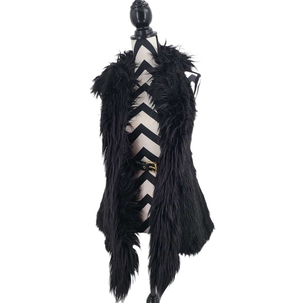 Versace for H&M Faux Fur Belt Buckled Vest Waist Coat Size 6